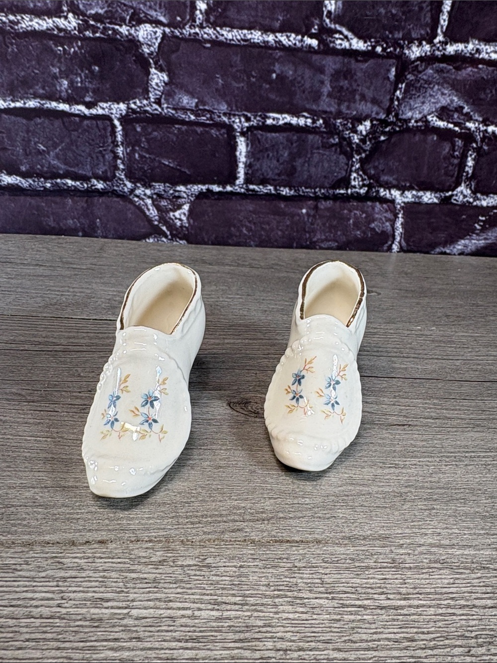 Vintage Set of Miniature Porcelain Victorian Ladies Decorative Shoes